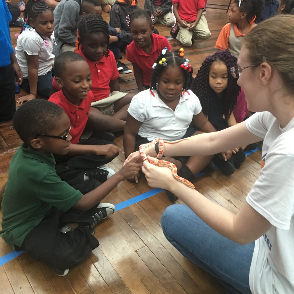 Community speaker presents about snakes